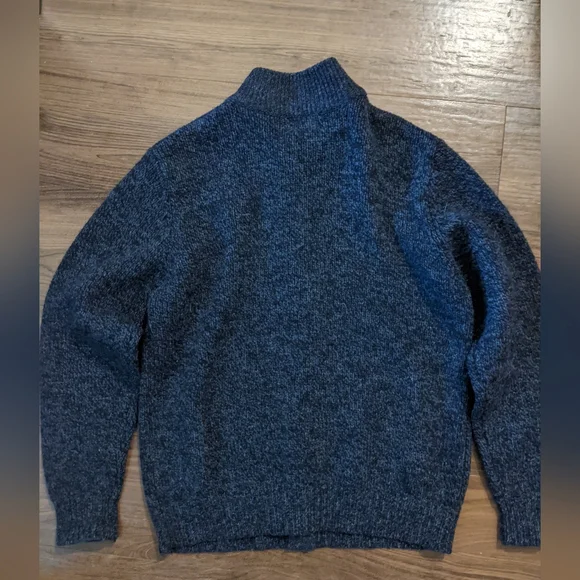 L.L. Bean - 100% Lambswool Ragg Wool Zip-Front Cardigan SweaterNavySmall